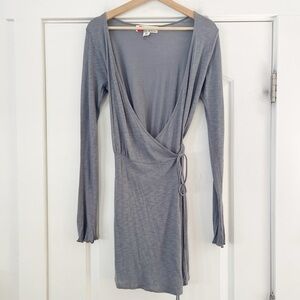 Free People Beach Mini Wrap Dress Gray/Blue - S